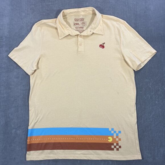 Pac-Man Unisex Polo Loot Crate Exclusive Size 2XL Yellow Short Sleeve - Picture 1 of 7